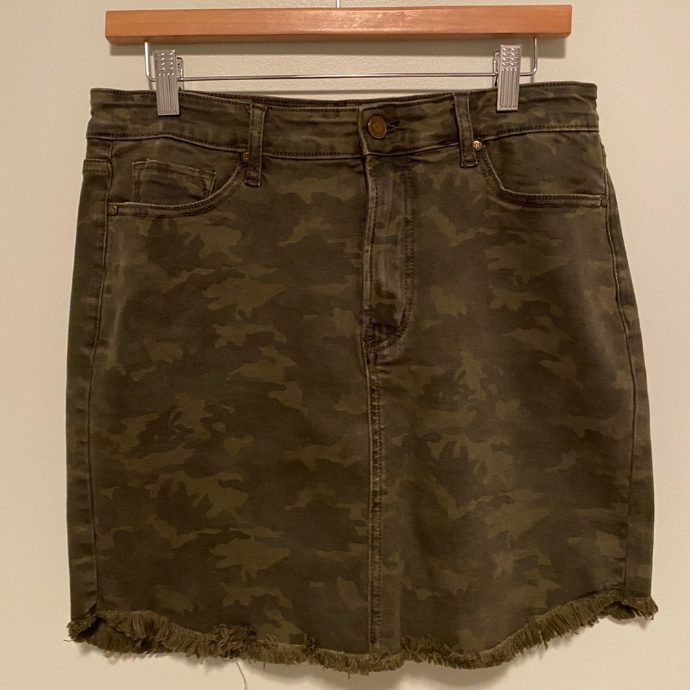 Stretchy Camo Jean Skirt